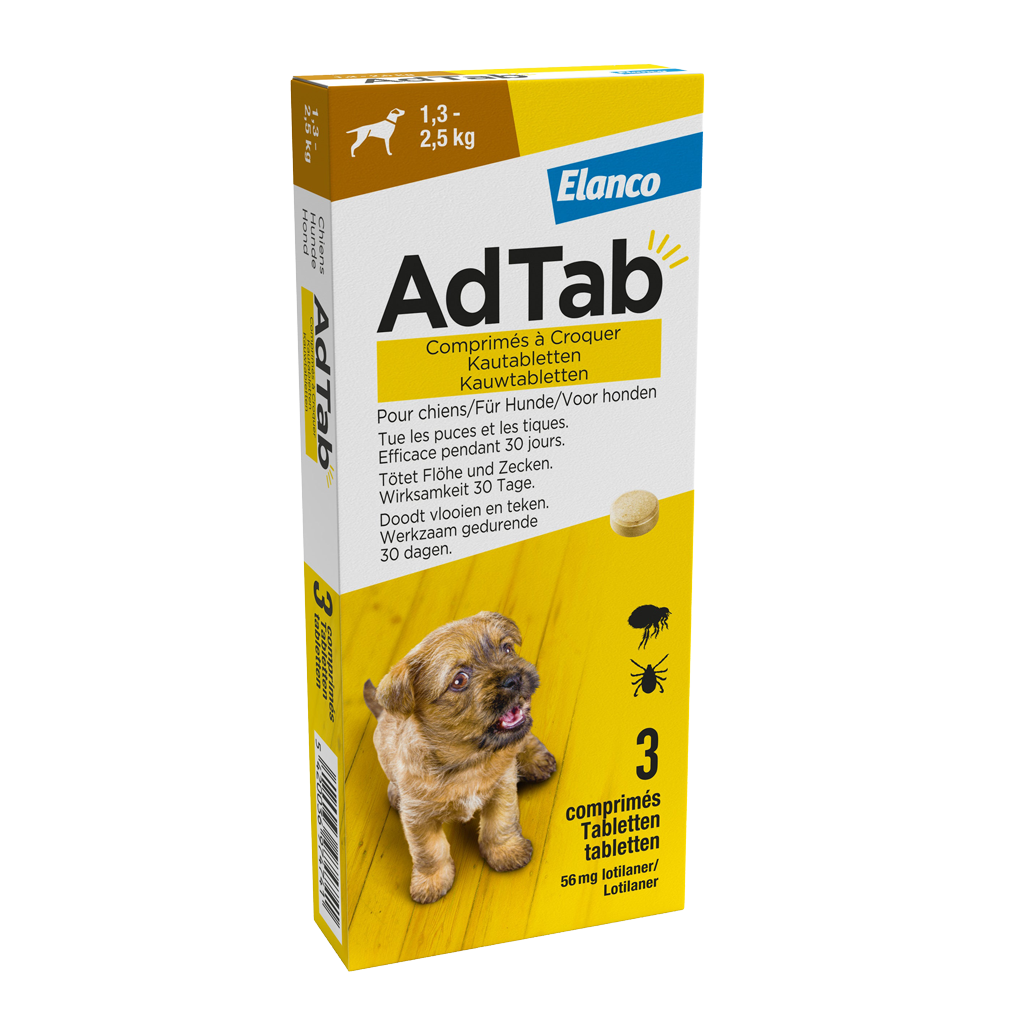 Elanco AdTab kauwtabletten Hond (1,3 - 2,5 kg)