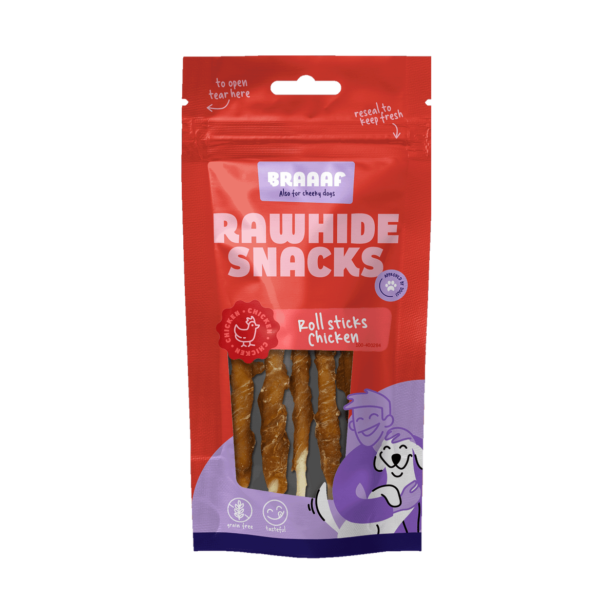 Braaaf Rawhide Roll Sticks Kip - 8 st.