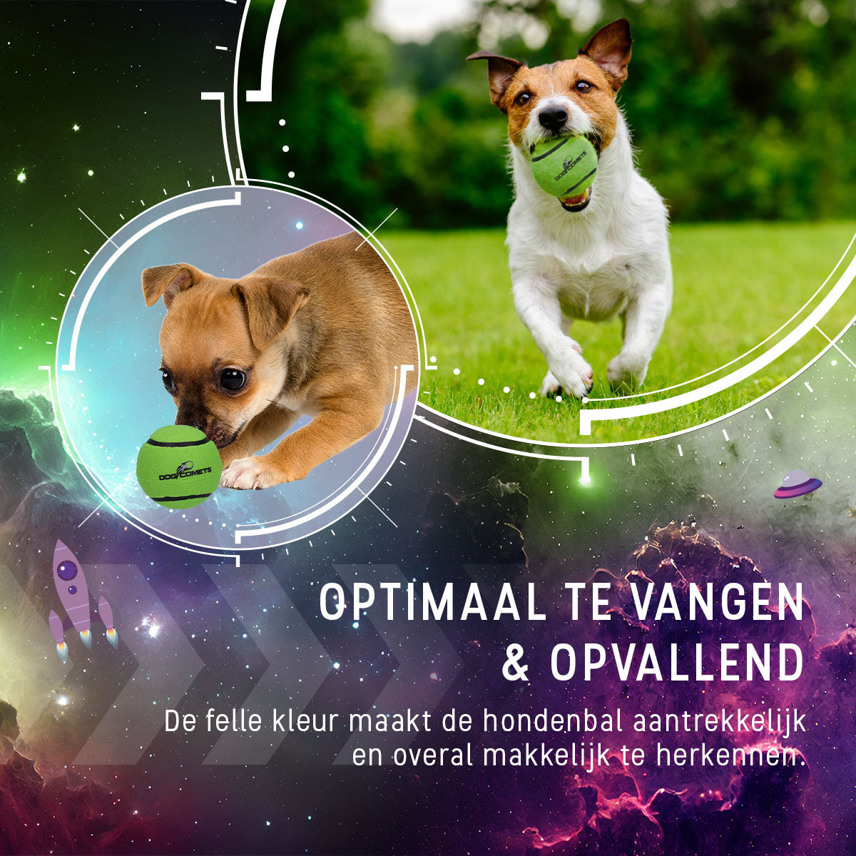 Dog Comets Tennisbal Starlight L Groen (2-pack)