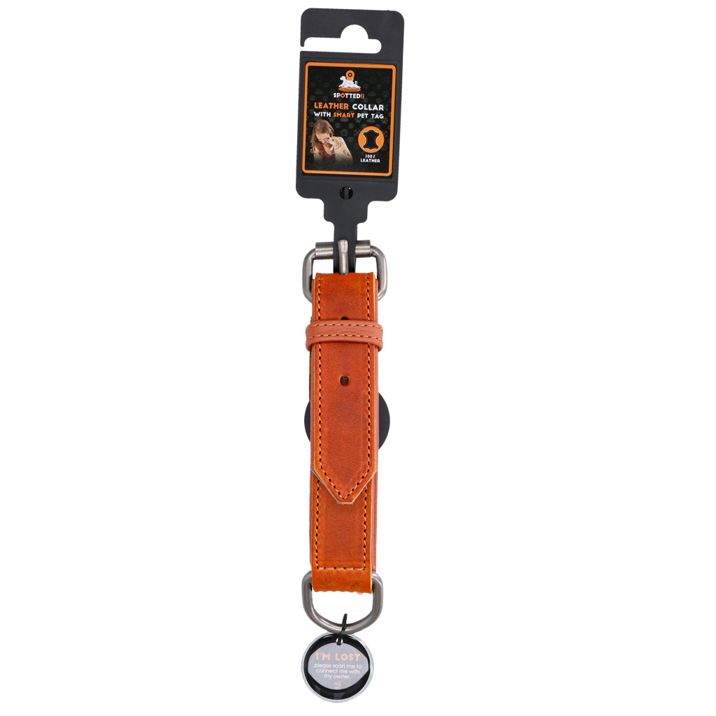 Spotted! Pro Leren Halsband 60 cm - Cognac