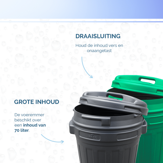 Voerton met draaisluiting 70 liter Zwart