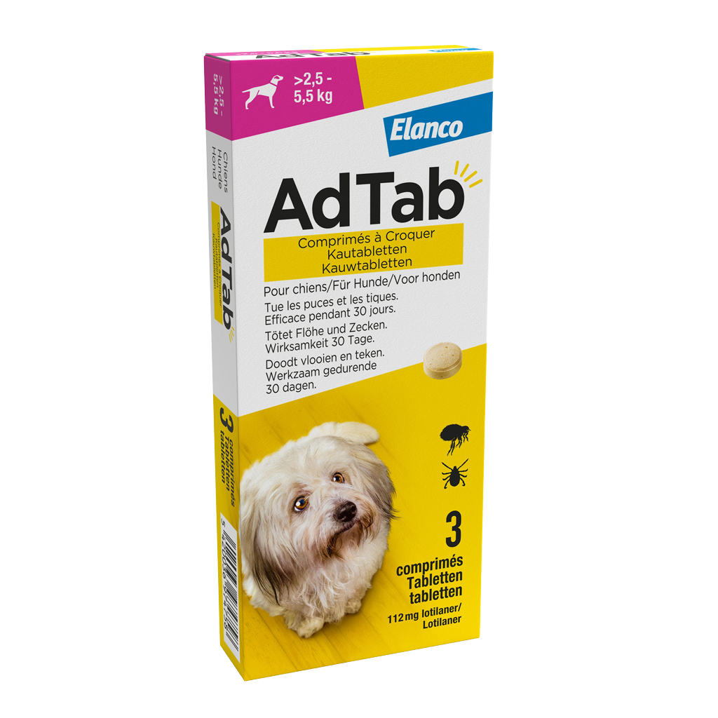 Elanco AdTab kauwtabletten Hond (>2,5 - 5,5 kg)