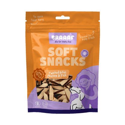 Braaaf Soft Snack Gedraaide Bites - Kip & Vis