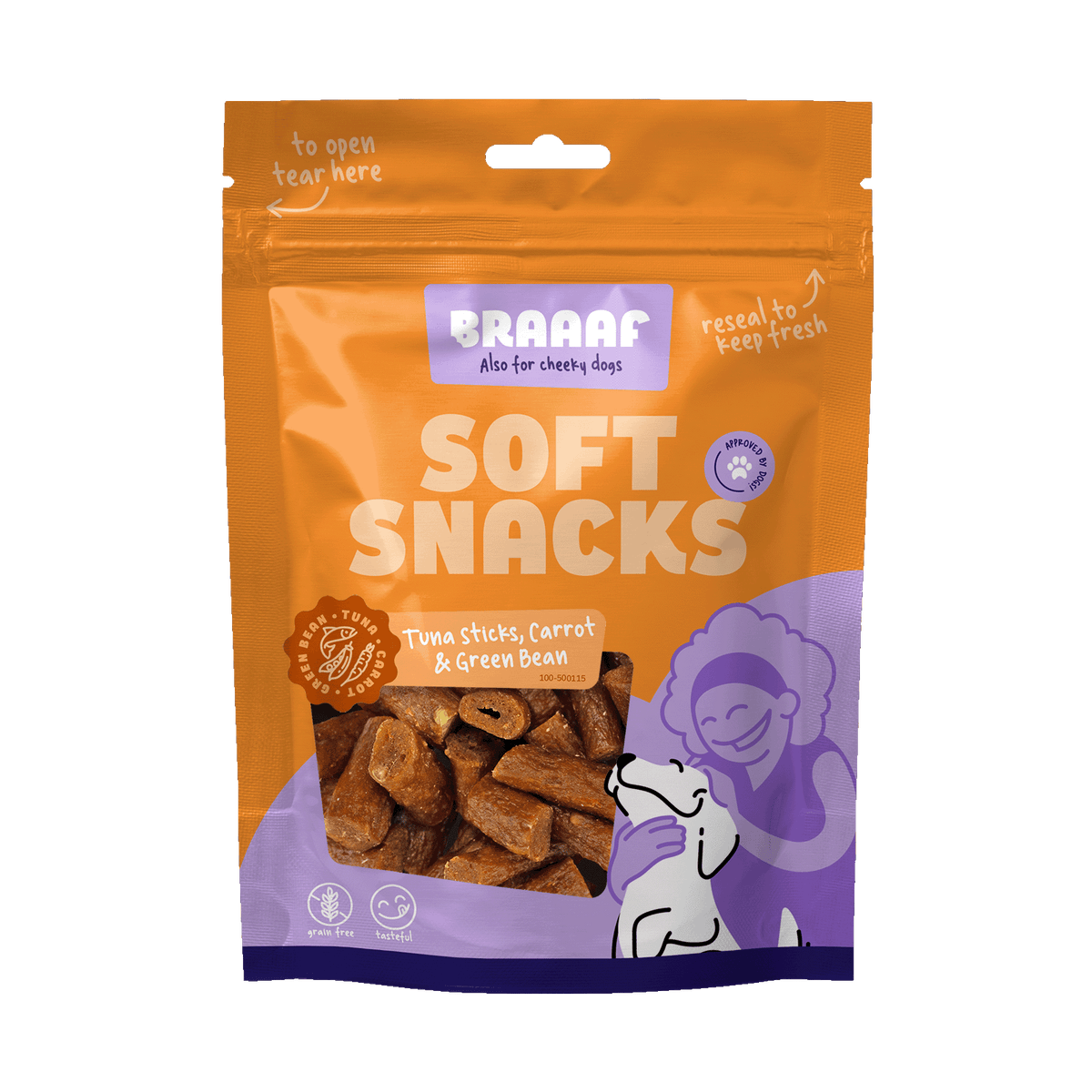 Braaaf Soft Snack Tonijnstick met wortel en sperzieboon