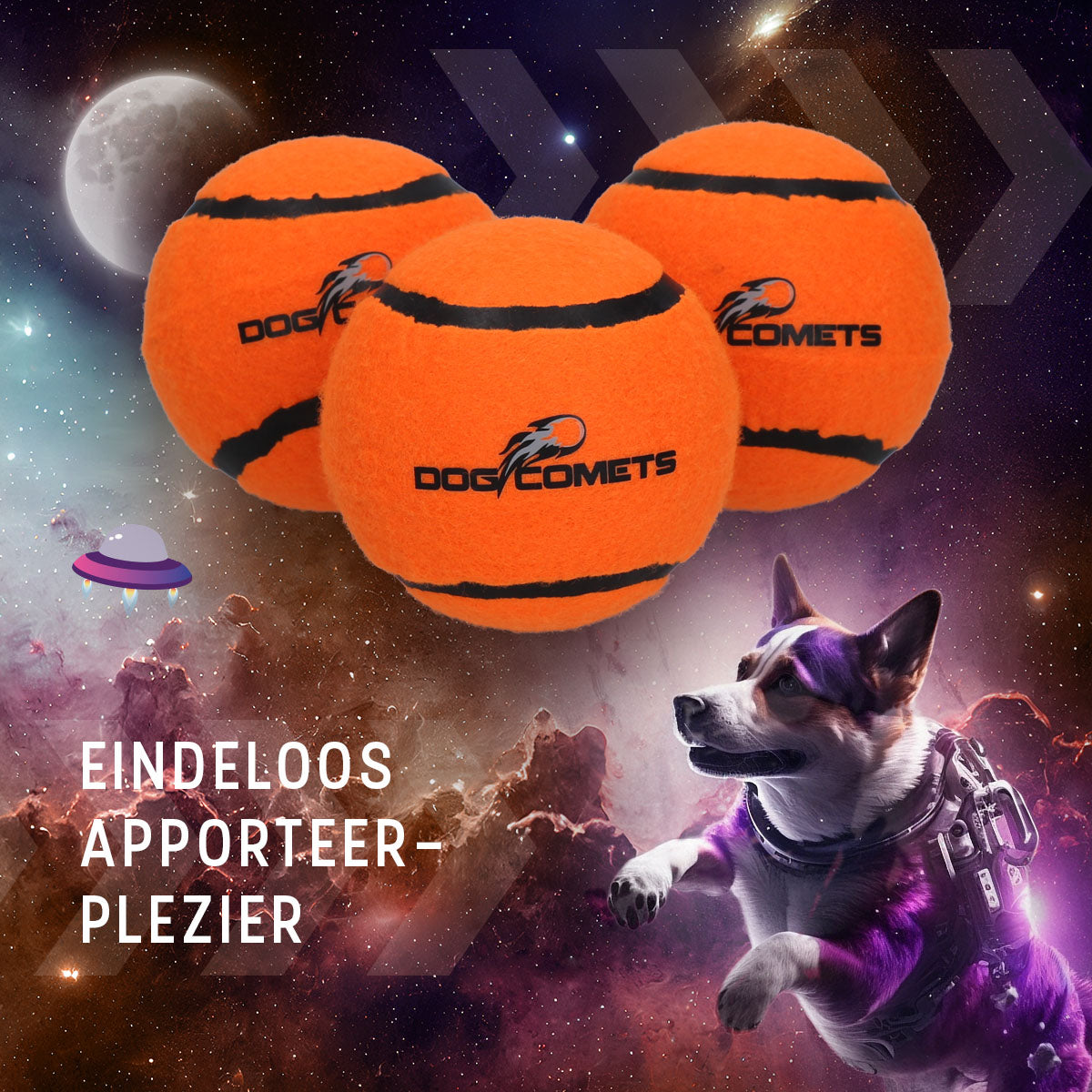 Dog Comets Tennisbal Starlight S Oranje (3-pack)