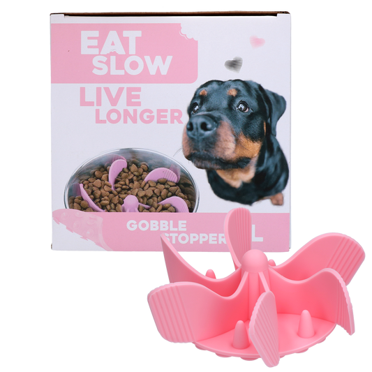 Eat Slow Live Longer Gobble Stopper Roze L