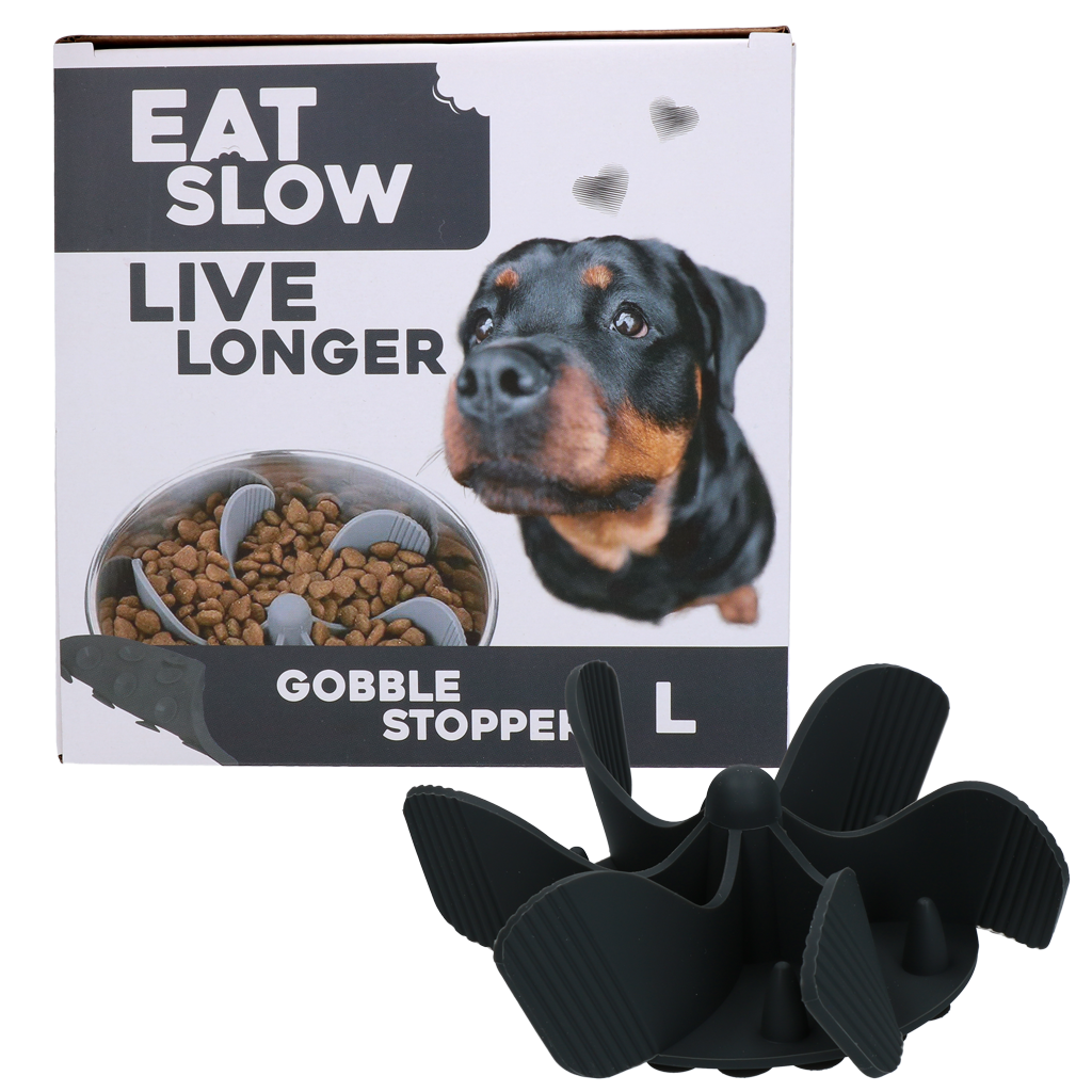 Eat Slow Live Longer Gobble Stopper Grijs L