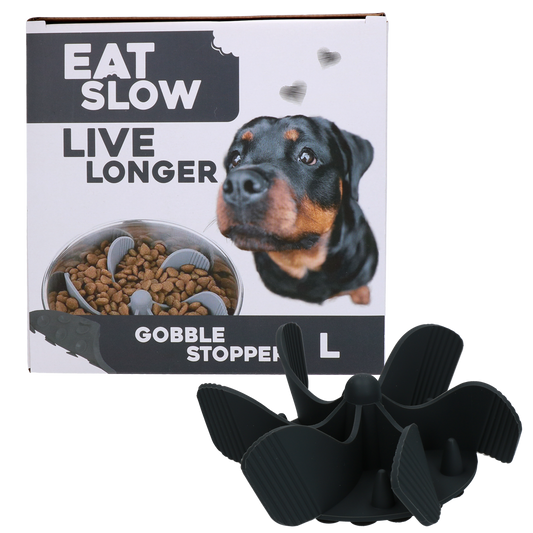 Eat Slow Live Longer Gobble Stopper Grijs L