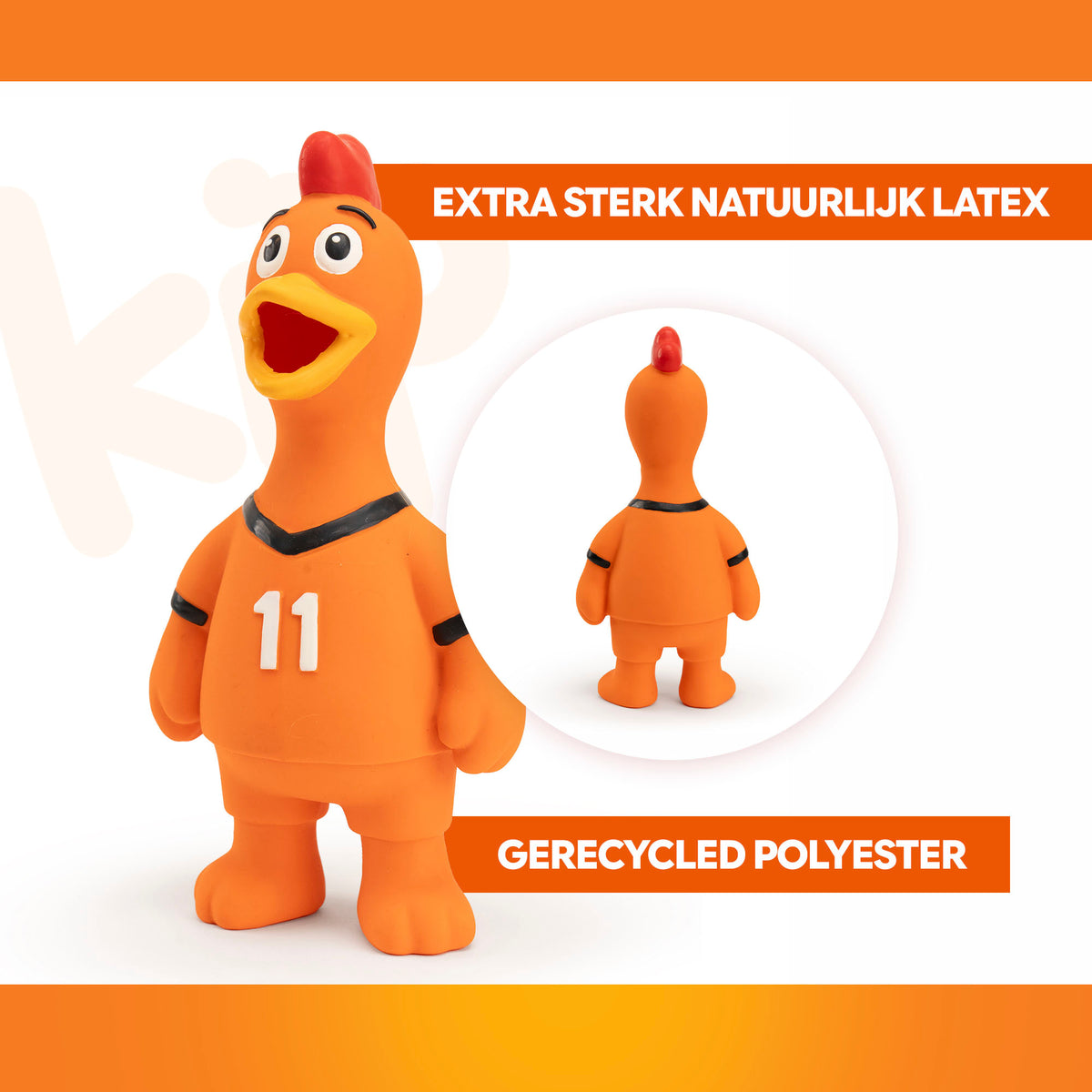 Oranje Latex Hondenspeeltjes WK Kip