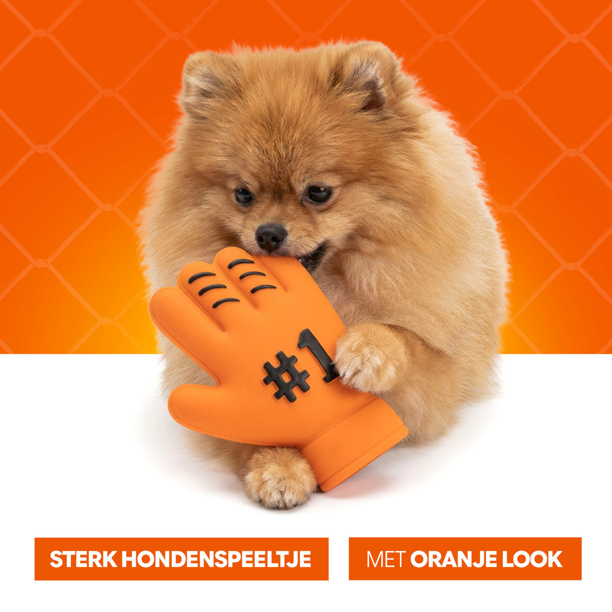 Oranje Latex Hondenspeeltjes WK Handschoen